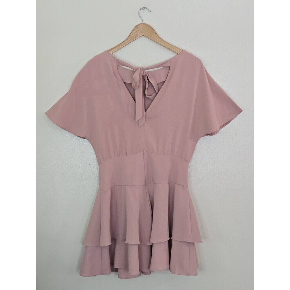 Do + Be Blush Pink Fit Flare Mini Dress Womens M Ruffle Wedding Guest Party - Picture 6 of 9